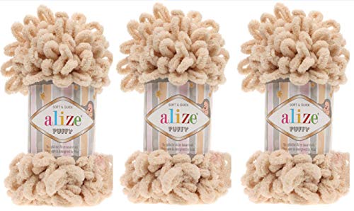 Alize Puffy Baby Big Loop Blanket Yarn Lot of 3skn 300gr 30yds 100% Micropolyester Soft Yarn Hand Knitting Yarn Super Chunky Bulky Woven Worested Yarn (310)