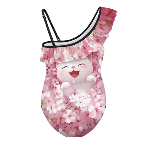 Cute Swimsuit One Piece for Girls Ruffle Swimsuit Non-Slip Straps Bathing Suit Kids Swimwear 3-14Y3