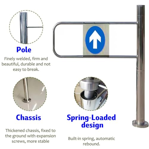 Miniatura 6 de Aitybuy Puerta Batiente Metálica Robusta, De Una Sola Hoja, Con Mecanismo De Resorte Y Cierre Automático. Puerta De Seguridad De Acero Inoxidable Para Zonas Comerciales De Alto Tránsito. Left-60 97cm