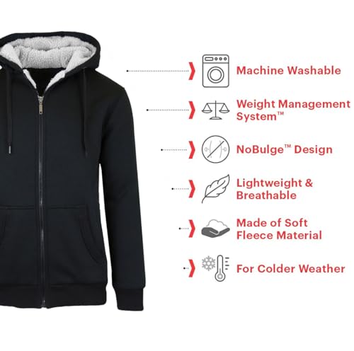 Galaxy by Harvic Men's Heavyweight Sherpa Fleece-Lined Zip Hoodie (Singles & 2-Pack)3