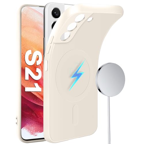 Coque silicone Samsung S21 blanche premium et coque magnétique toucher doux