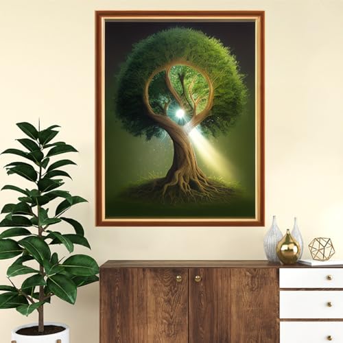 Image of Joyhoor Cross Stitch Kits for Beginners Stamped Cross-Stitch Supplies Needlework preprint Embroidery Kits for Adults DIY Needlepoint Kits Embroidery Patterns 11CT-A Tai Chi Tree 16x20 inch