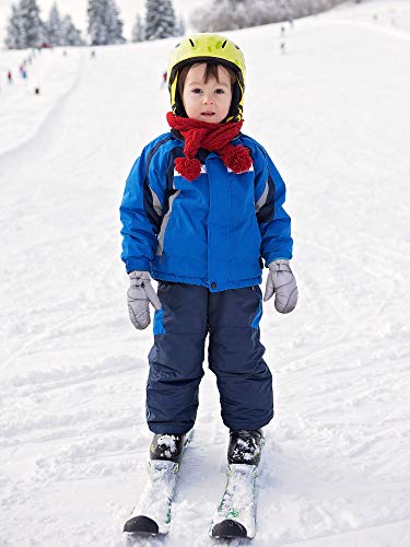 Boao Snow Mittens Winter Ski Mittens Waterproof Warm Cotton-lined Gloves for Kids (Grey)2