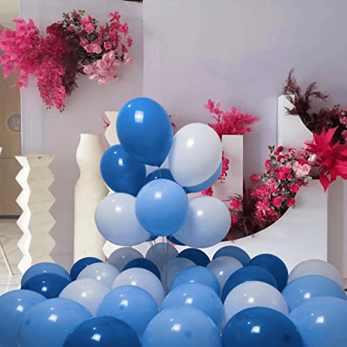 Image of 300 Pack Blue and White Balloons 100 of each of the 3 colors 12 inch White Blue Light Blue Latex Party Balloon Bulk for Various Party Events Decorations
