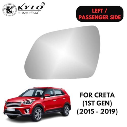 Image of KyloXtreme Creta T1 (2015-2019) Passenger Side (Left Side) Car Side Mirror Glass /Tukdi /Sub Mirror Plate