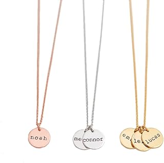 Custom Name Disk Necklace • Mommy Necklace with Kids & Baby Name • Custom Engraved Letters • Personalised Name • Initial Disc Necklace • Mom & Grandma Gift • Mom & Daughter 182
