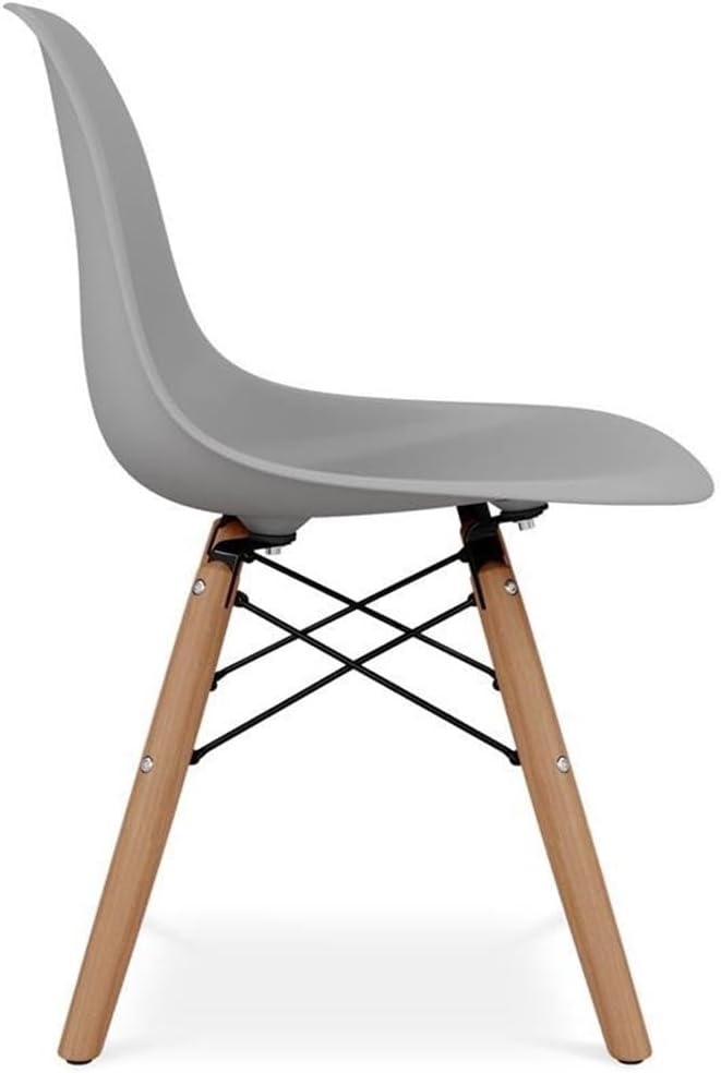 MAKLAINE Kids Chair, 21.75 in Plastic and Wood, Gray Finish, Ergonomic Design with Curved Back, Modern Playroom Seating, Sturdy Wire Metal Base, Lightweight Chair for Coloring and Snacks