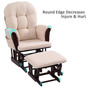 Rocking Chair Wood Heavy Duty Rocking Chair with Ottoman Cushion Set Baby Nursery Rocking Chair Glider with Adjustable Backrest for Living Room (Beige) Rocking Chair Wood Heavy Duty Rocking Chair with Ottoman Cushion Set Baby Nursery Rocking Chair Glider with Adjustable Backrest for Living Room Beige