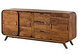 MASSIVMOEBEL24.DE | Mailand Sideboard aus Massivholz #102 aus Sheeshamholz   Hellbraun, lackiert 173x40x75 cm 4 Fächer & 3 Schubladen Wohnzimmer Schrank Kommode