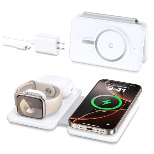 Magnetic Wireless Charger for iPhone: 3 in 1 Travel Charging Station for Apple Devices for iPhone 17 Air 16 15 14 13 12 Pro Max Plus - Foldable Charging Pad for Apple Watch Series & Airpods 4 3 2 Pro