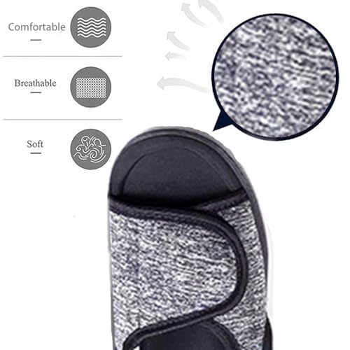 Women's Men's Open Toe Diabetic Shoes,Extra Wide Width Arthritis Edema Shoes for Swollen Feet,Adjustable Walking Shoes for Seniors Foot Pain Relief,Indoor Outdoor Sandals Unisex Large Size3