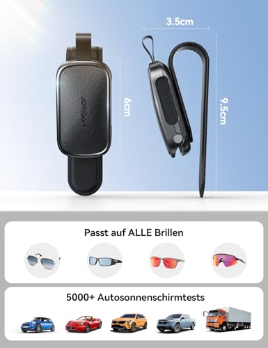 JOYROOM 2 Stück Brillenhalter für Auto Sonnenblende, 2025 Upgrade Magnetischer Sonnenbrillenhalter Auto, Universal Leder Brillenhalterung Auto, Brillenhalterung Kompatibel mit Allen Brillen(Schwarz)