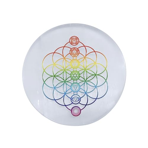 Plato de carga de cristal Selenita blanco 3 pulg miniatura 1