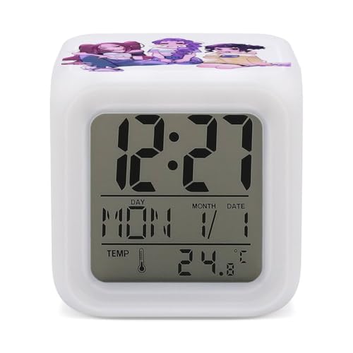 KPOPガールズ! デーモン・ハンターズ 光る時計 温度カレンダー表示 コンパ 置き時計 デジタル時計多機能 置き時計