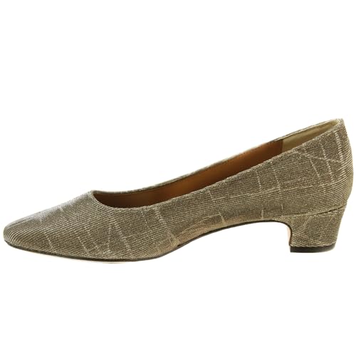 VANELi Womens Astyr Glitter Pointed Toe Block Pumps Dress Casual Low Heel 1-2" - Gold - Size 9 S3