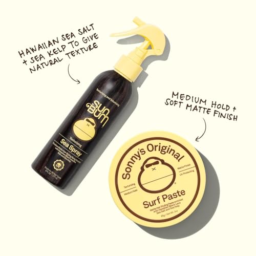 Image of Sun Bum Sea Spray | Texturizing and Volumizing Sea Salt Spray | UV Protection With a Matte Finish | Medium Hold | For All Hair Types | 6 FL OZ Bottle (2 pack)