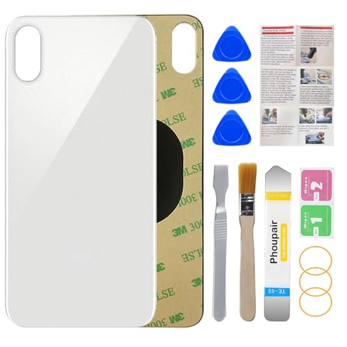 Phoupair OEM Rear Back Glass Replacement for iPhone Xs Max 6.5 Inches with Professional Repair Tool Kit (Silver)