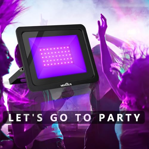 Image of 365nm 50W LED Black Light with Plug and Switch, 4.9ft Power Cord, IP66 Waterproof Blacklight is Used for Indoor or Outdoor Glow Party, Stage Lighting,Body Paint, Fluorescent Poster