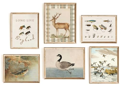 RHYQYGPX 6Pcs Vintage Nursery Wall Art Baby Boy Room Canvas