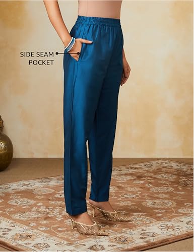 Image of Amazon Brand - Myx Women Kurta Pant Set with Embroidered Organza Dupatta | Viscose,Rayon (Available in Plus Sizes)