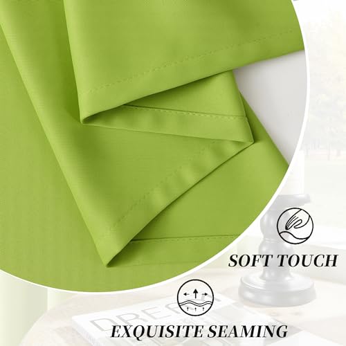 Image of HUTO Short Kitchen Blackout Curtains Drapes - Thermal Insulated Antique Copper Grommet Black Out Drapery Panels for Basement Bathroom Small Windows, Set of 2, 52 Inch by 45 Inch, Fresh Green