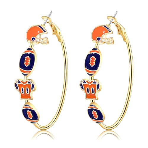 Boderier Game Day Earrings for Women Football Helmet Jersey Hoop Earrings Game Day Team Pride Sports Earrings Accessories Gifts