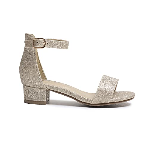 Image of Amoji Girls High Heels Kid Ankle Strap Dress Shoes Wedding Party for Little Kid Big Kid 412