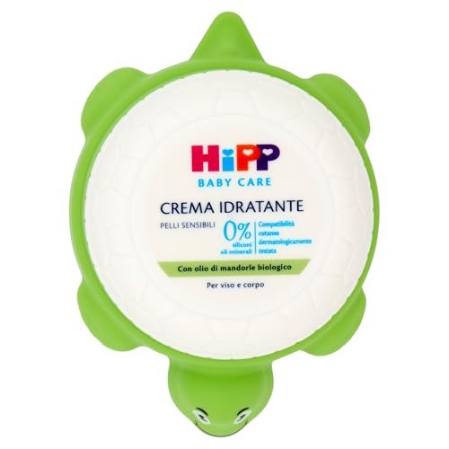 HiPP - Baby Care Crema Idratante Viso e Corpo per Neonati, a Forma di Simpatica Tartaruga, per Pelli Sensibili, con Olio di Mandorle Bio, 1 Pezzo da 100 ml