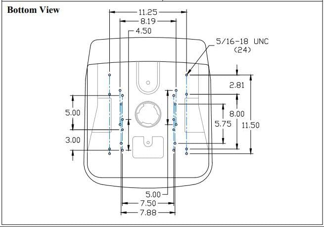 Technical drawing with dimensions for Uni Pro KM 225 seat mounting