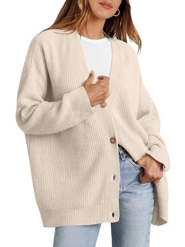 Caracilia Women's Oversized Cardigan Sweaters Long Sleeve Button Down Open Front Knit Sweater 2025 Fall Fashion Outfits