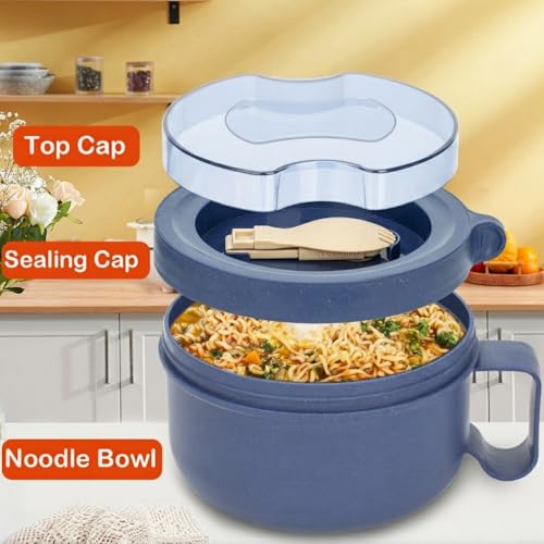 Image of Microwave Soup Mugs,Microwave Ramen Bowl Sapphire Blue