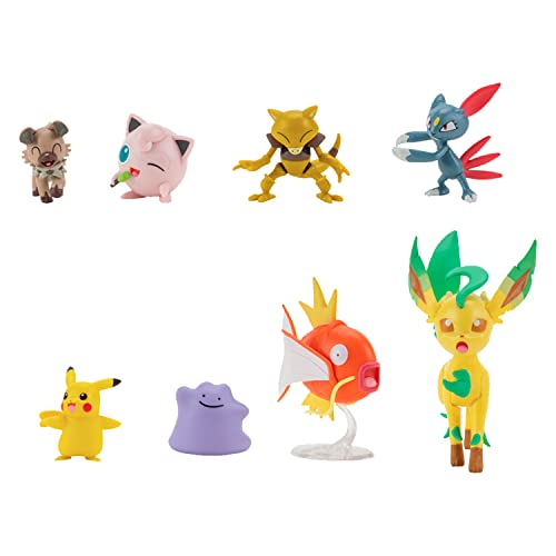 Bandai Pokémon 8 Figurines Battle Pikachu Rondoudou Jigglypuff Rocabot Rockruff Abra Farfuret Sneasel Métamorph Ditto Phyllali Leafeon et Magicarpe Magikarp JW2686 - vue 5
