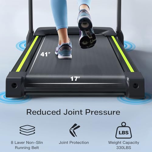 Image of Walking Pad, 3.5HP Foldable Treadmill with Handrails & Fixed 4% Incline, 6 Shock Absorbers for Joint Protection, 330 lbs Capacity