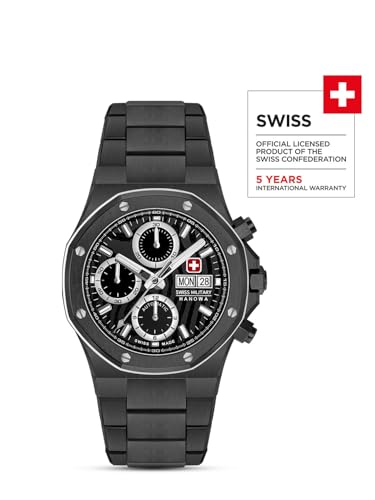 Image of Swiss Military Hanowa Damask Legends Iron Black Round Dial Swiss Made Automatic Watch for Men | SMWGL0007030