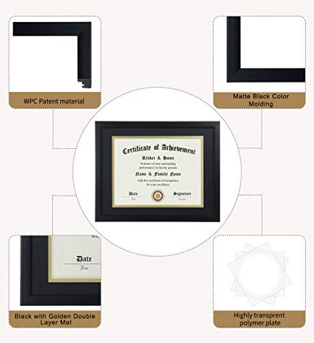 Elsker&Home Elsker&Home 8.5X11 Certificate Frame - Classic Black Color Frame - Displays Diploma 8.5X11 Inch With Mat - 11X14 Inch Without Mat - For Document/Photo thumb #4