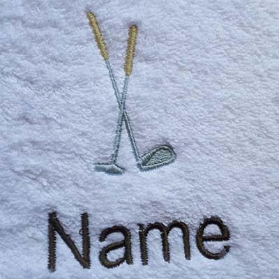 EFY Golf Clubs Design and Personalised embroidered name on towels. Hand, Bath or Sheet (Bath Towel)