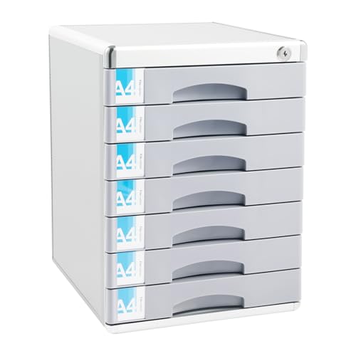 BOPRCSH 7 Tiers Free Standing Document Storage Box with Keys, Desktop Drawer Organizer Aluminum Alloy Document Storage Drawer Office File Organizer, for Homes, Offices, Hospitals
