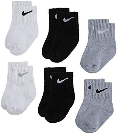 Nike Baby Ankle Gripper Socks (6 Pairs), White/Black/Grey, 6/12M