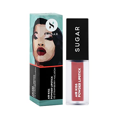 Image of SUGAR Cosmetics Air Kiss Powder Lipstick - 05 Strawberry Macaron- 2 gm |Super Pigmented | Transfer-proof and Water-resistant | Matte Finish