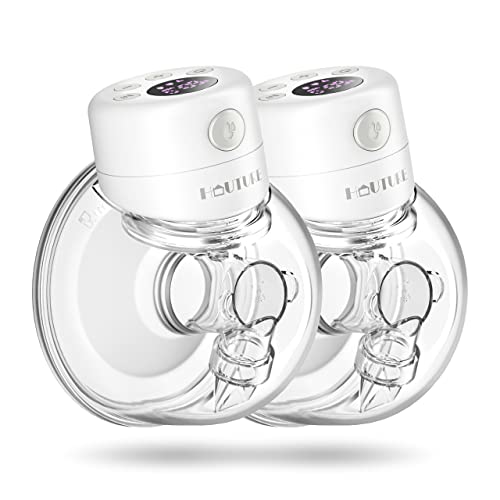Image of Wearable Breast Pump, 2 Pcs HAUTURE Electric Breast Pump, Hands Free & Low Noise Portable Breast Pump with 3 Modes, 9 Levels, Memory Function - 24 mm Flange / 19mm & 21mm Inserts