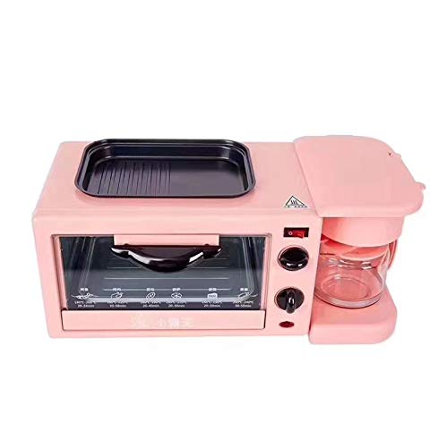 Máquina de Desayuno multifunción - Estación de Fabricante de Desayuno 3 en 1 con Mini Tostador, Horno eléctrico y sartén, Fabricante de sándwiches de Huevo - Ideal para desayunos rápidos