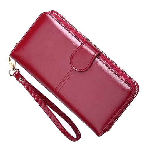 Pu Leather Crossbody Phone Purse Zipper Wallet Pockets Women Snap Closure Phone Bag Wallet Pouch Compact Pack Wine