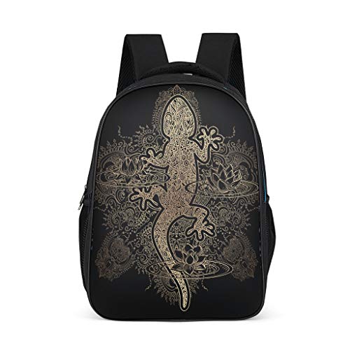 Kinderrucksack Gecko Mandala Schulrucksack Schulranzen Schultasche Daypack Rucksack Backpack für Jungen Mädchen Grey OneSize Cover