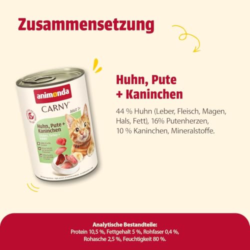 animonda Carny Adult Katzenfutter nass Huhn,Pute + Kaninchen (6 x 400 g)