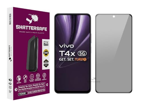 Image of Anti-Spy Privacy Tempered Glass Compatible For Vivo T4x 5G [Pack of 1]. 9H Hardness, Anti-Scratch, Edge-to-Edge Protection With Easy Installation Kit & Case Friendly Fit.