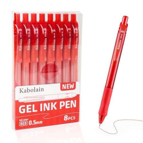 8 bolígrafos retráctiles de tinta roja 0.5 mm con agarre suave
