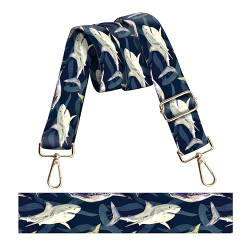 DZTLAO Wide Purse Strap Replacement Crossbody, Funny Shoulder Strap Adjustable, Cute Bag Strap for Women Guitar Purses Cool Blue Sharks