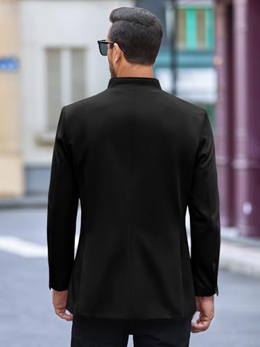 Runcati Mens Casual Suit Blazer Jacket Mandarin Collar Single Breasted Sport Coat Business Dress Coat4