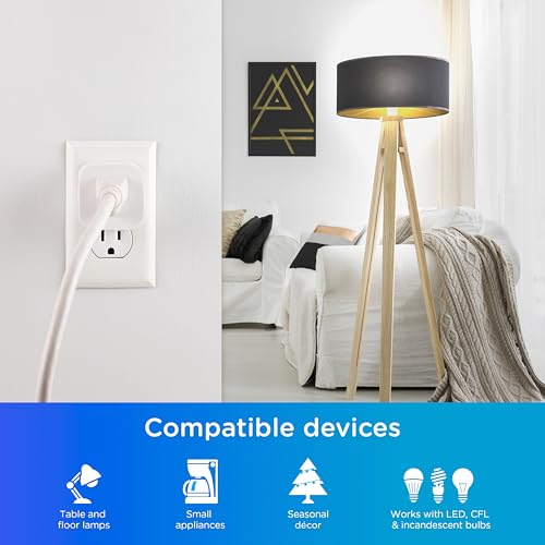 Image of Enbrighten Matter Indoor Smart Plug, 1 Grounded Outlet, White, 4 Pack | Matter Compatible, Indoor Use, No Hub Required, Works with Alexa & Google Home