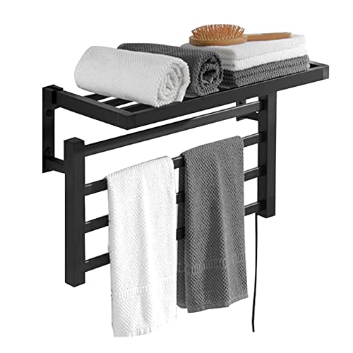 Toallero eléctrico negro de 4 barras con interruptor de 55W